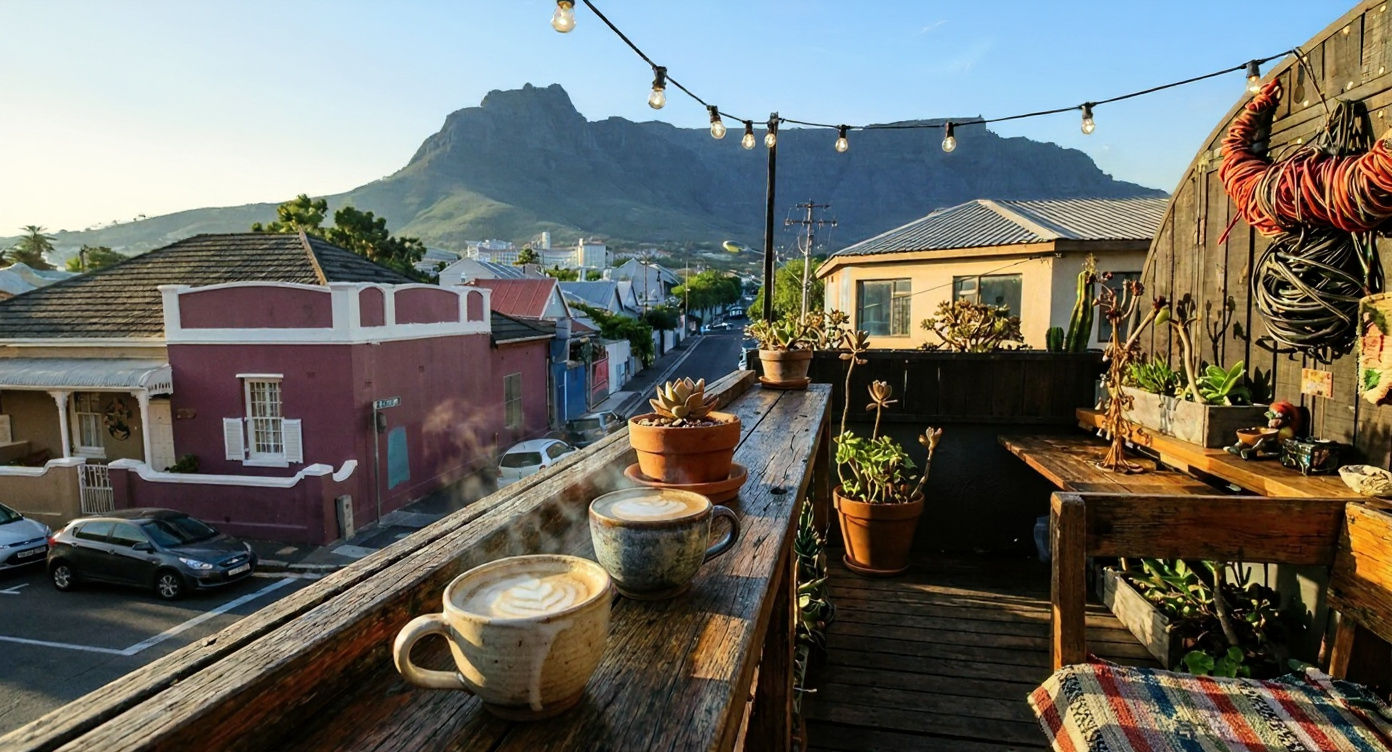 Rooftop mountain view — morning
