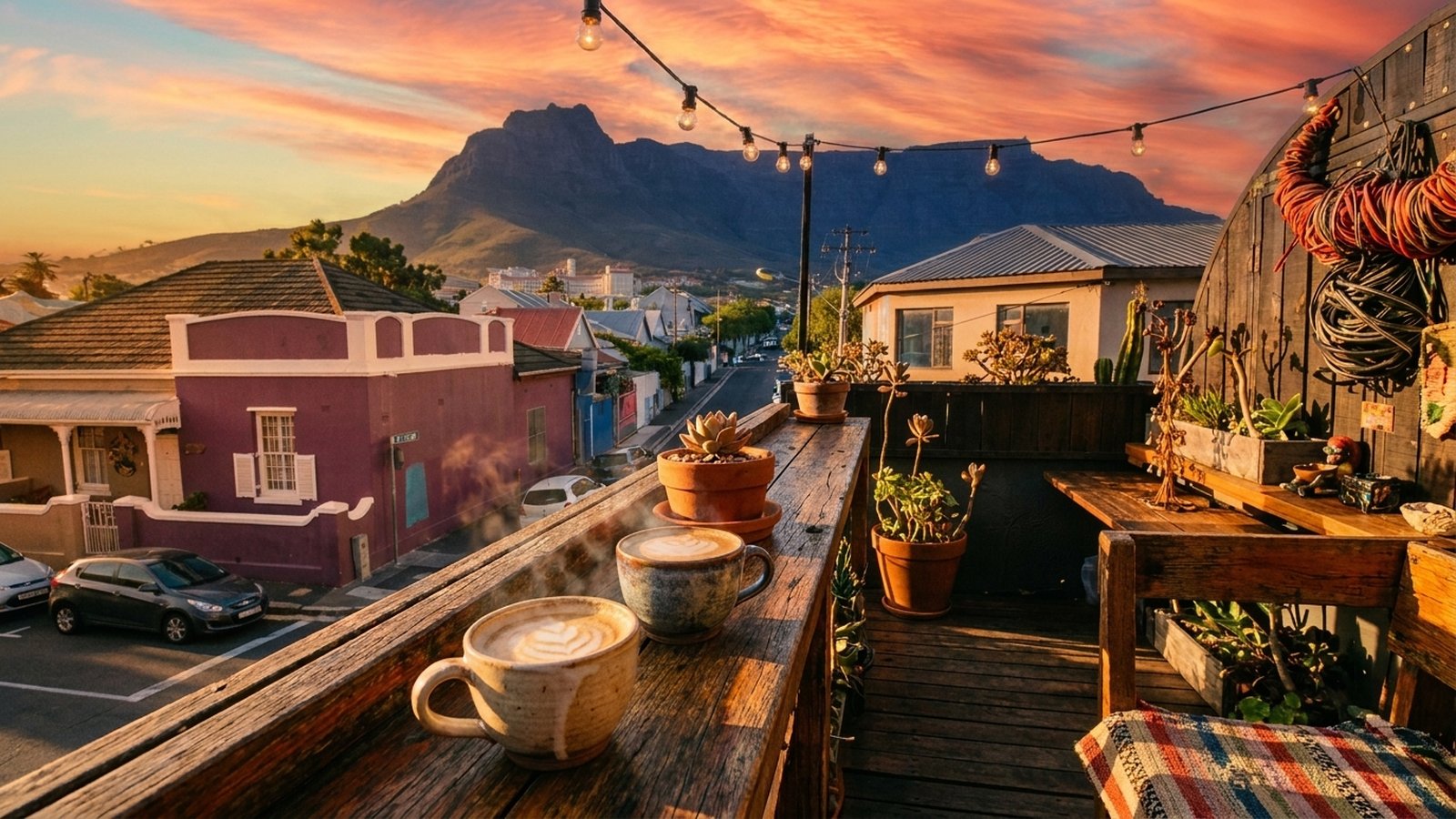 Rooftop mountain view — sunset